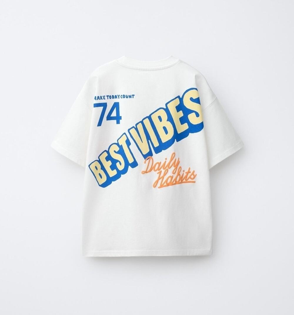 New Zara Best Vibes Graphic Print White T Shirt Teen Size 13-14 School Casual